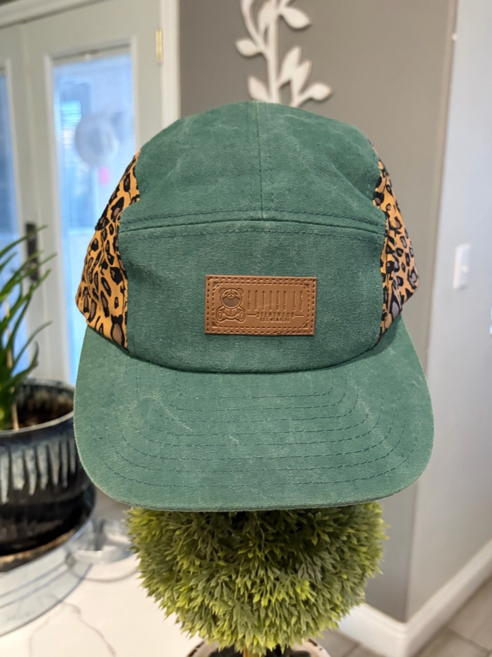 Green and Leopard Print Cap - Stylish Accessories